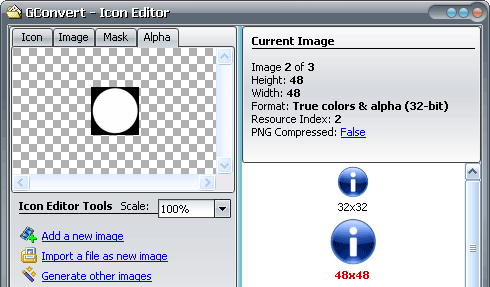 Alpha channel of XP icons