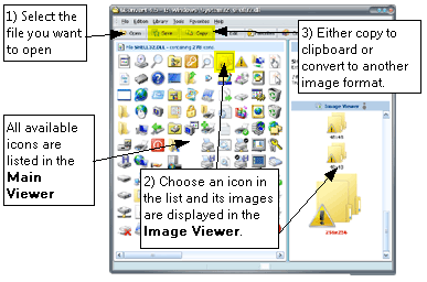 Extracts icons and displays them