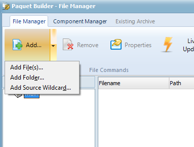 File Manager window: Add menu with Add File(s) and Add Folder