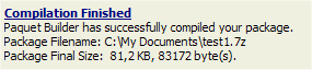 Compilation output log for the created archive