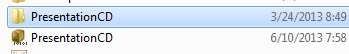 Windows Explorer showing the created Self-Extracting archive PresentationCD