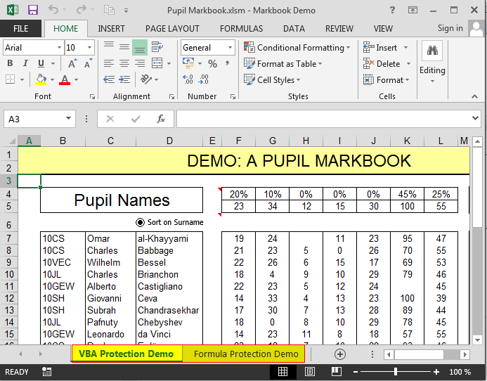 A workbook compiled by XLS Padlock, open in the customer's Excel with its sheets and ribbon