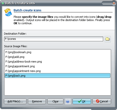 Batch Create Icons — GConvert window