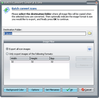 Batch Export — GConvert window