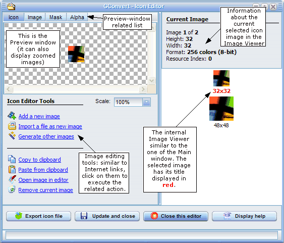 Icon Editor — GConvert window